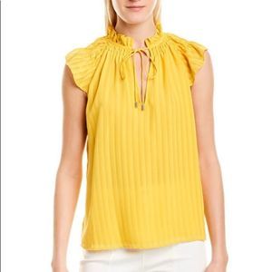 Ramy Brook Yellow Jane Sleeveless Top Tie Neckline Ruffle Sleeve Size Medium